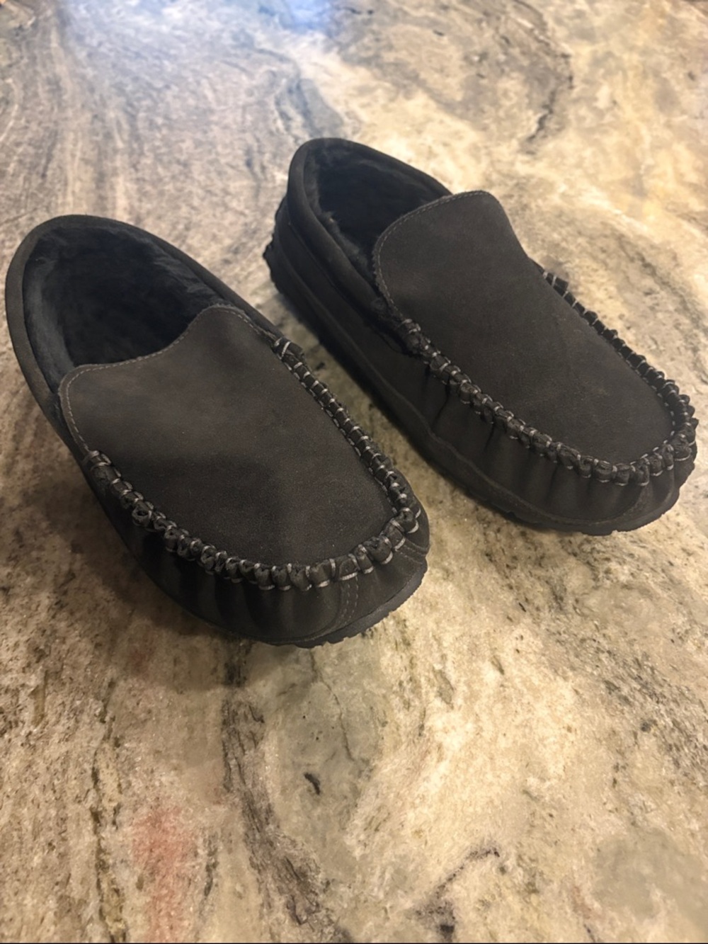 Nordstrom Black Suede Moccasin Slip-On Slippers